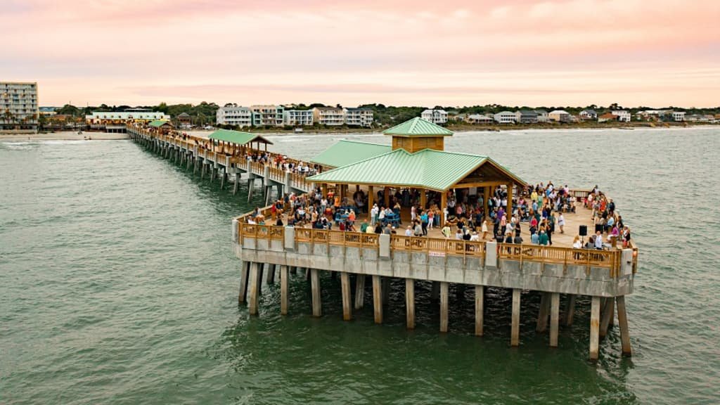 Folly Beach Pier near Charleston, SC at sunset