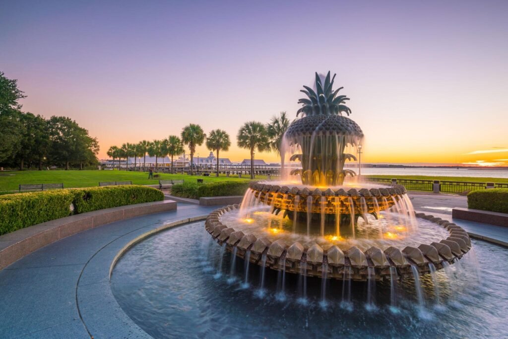 Pineapple Fountain at Waterfront Park in Charleston, SC